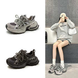 增高复古厚底老爹鞋ins潮女2025新款网面透气百搭休闲运动鞋女