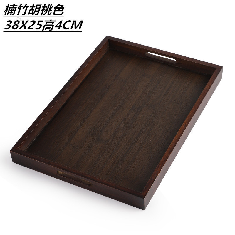 bandeja de té japonesa de bambú simple bandeja de color nuez almacenar bandeja de madera rectangular almacenamiento joyas antiguas