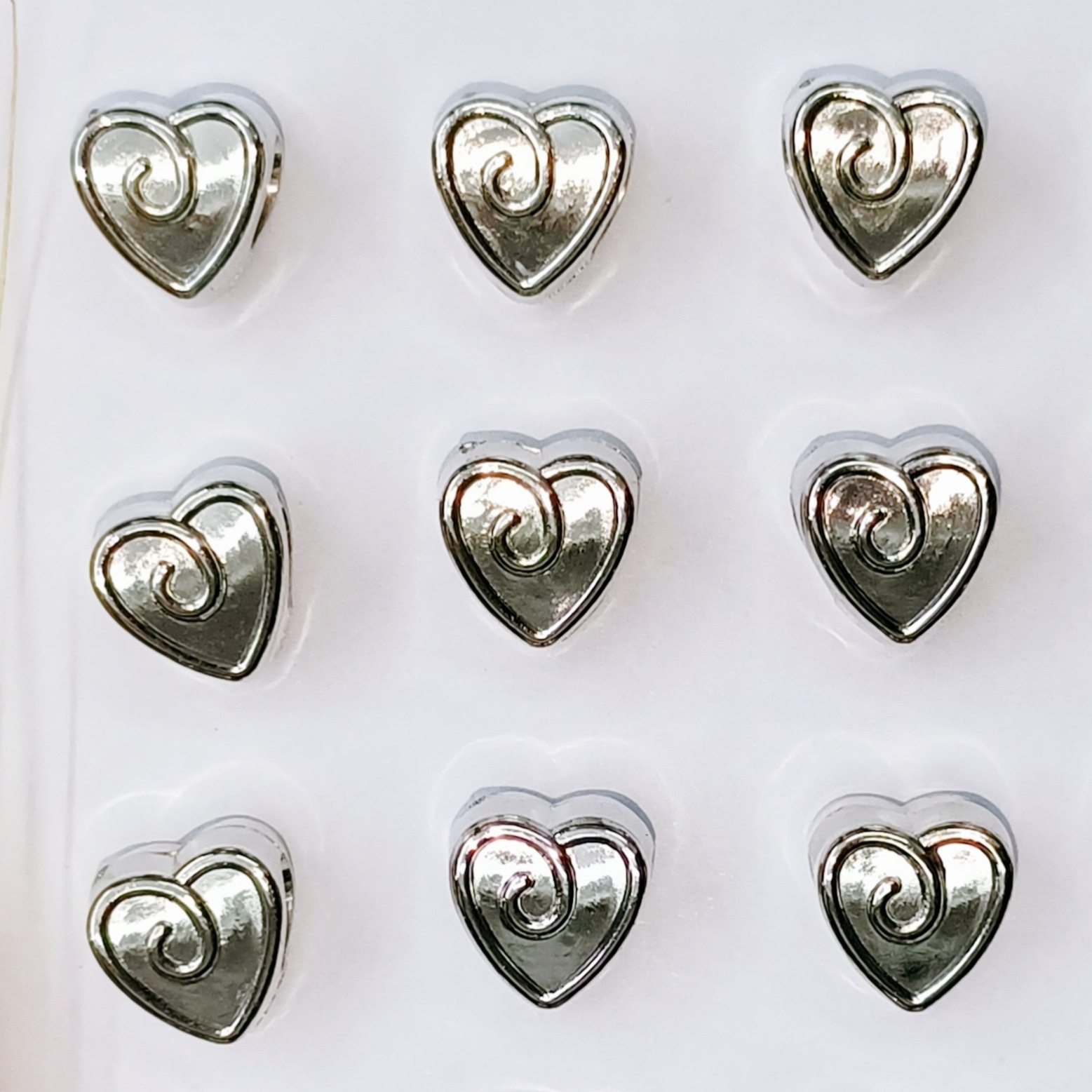 潘家多拉CCB大孔爱心花纹DIY配件白K kc uv珠串珠手链饰品6085详情3