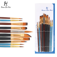 长柄混头画笔套装便携彩色盒装水彩水粉颜料画笔刷子儿童涂鸦画笔