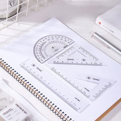 Getiru 79511 Student Set Ruler Transparent Straight Ruler Triangle Ruler Protractor Set Student Drawing and Answering Ruler