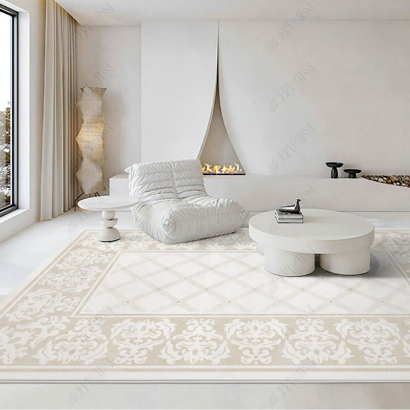 Estilo crema simple absorbente sala de estar alfombra hogar suave antideslizante gran área manta completa dormitorio alfombra francesa
