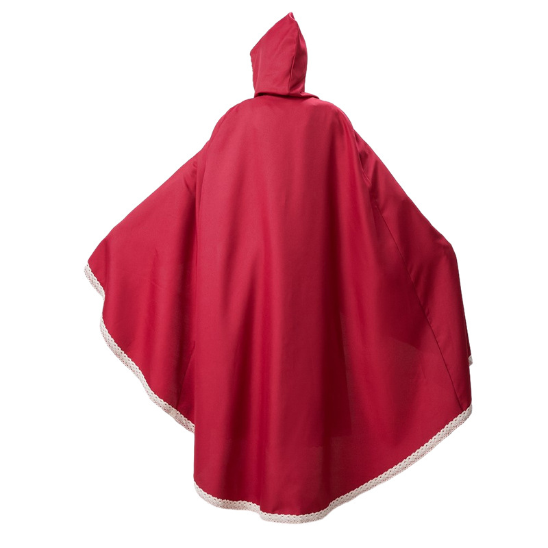 Voksne kvinner Halloween cosplay Rødhette kostyme langt kjolesett rollespillklær dameklær_voghion.com