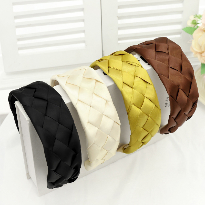 Korean Solid Color Fabric Weaving Wide Brim Headband Wholesale Nihaojewelry display picture 15