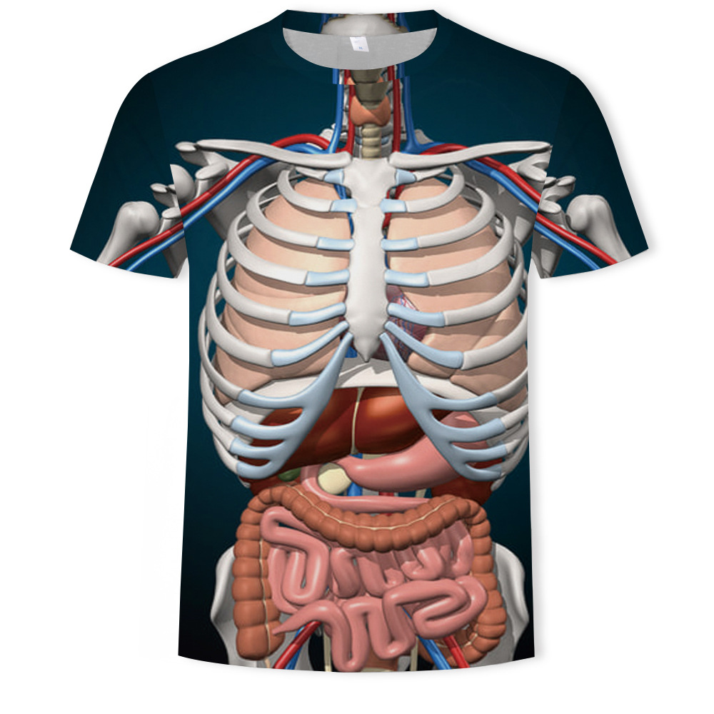 2025年夏の新作外国貿易モデル、筋肉質男性向け3DデジタルプリントメンズラウンドネックTシャツ半袖デザイン