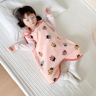Baby Sleeveless Sleeping Bag Spring and Autumn Baby Vest-style Kick-proof quilt Autumn and Winter Children's Boneless Lamb Fleece Thickened Nightgown