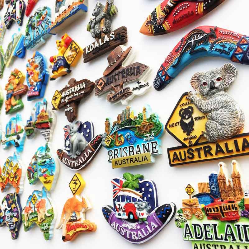 Fabricante al por mayor en Australia conmemorativo decoración artesanía resina pintada magnetismo refrigerador adsorción