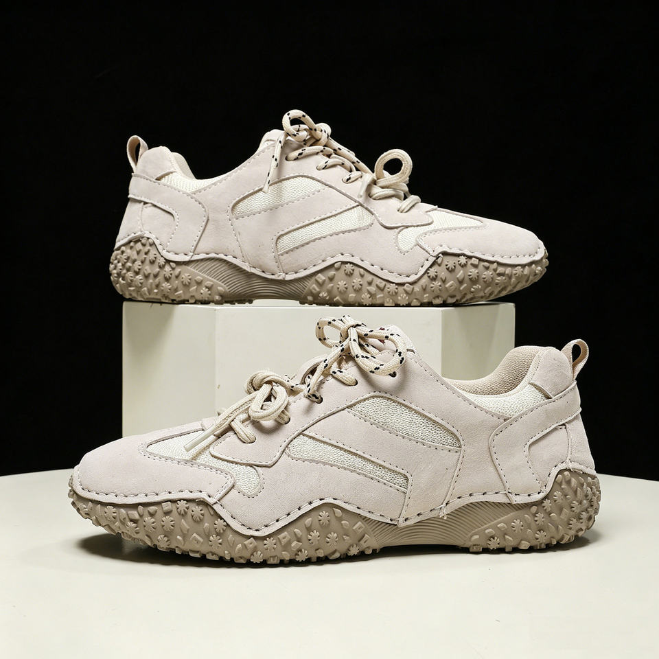 Giày thể thao unisex cỡ lớn da thật mũi tròn, giày sneaker dã ngoại thường ngày — 6885 màu cát, 6885 màu nâu, 6885 màu đỏ rượu, 6886 màu cát chi tiết 15