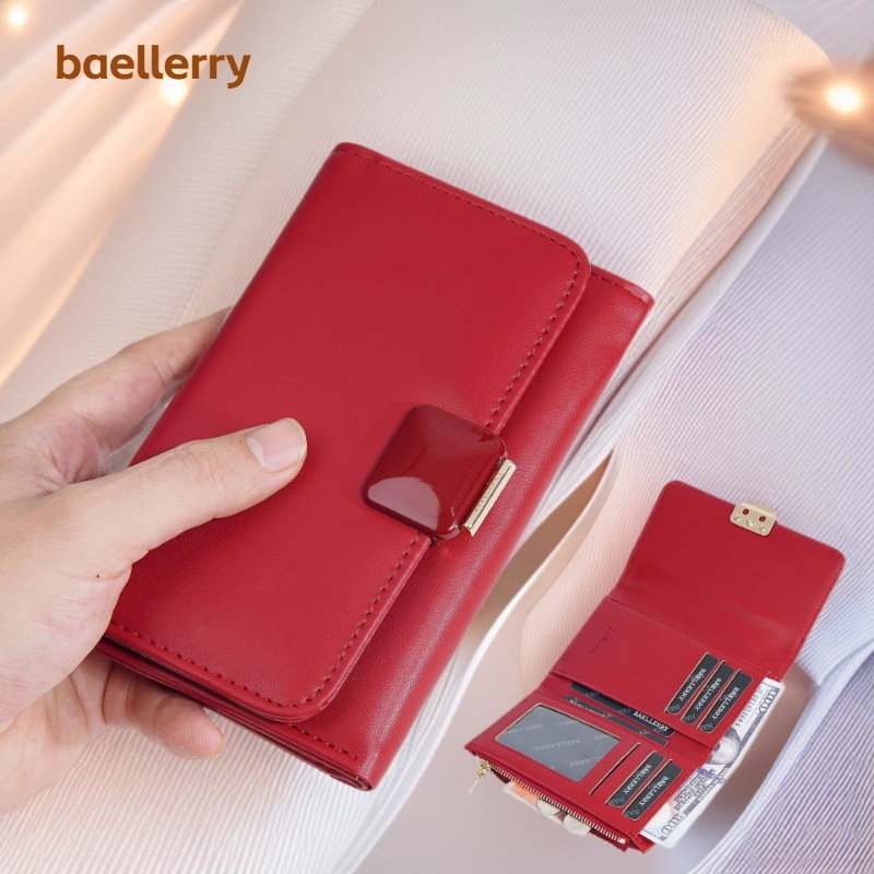Baellerry nuevo cross-border cartera de damas bolsas de tarjetas de cremallera larga de color sólido, moda simple y versátil cartera de mujeres