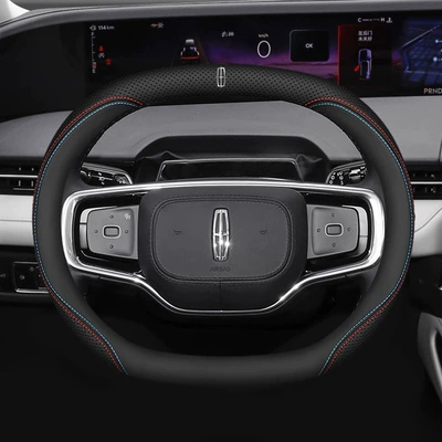 Steering wheel cover — New Lincoln Navigator Steering Wheel - lincoln-double-d-type-double-color-line-ultra-thin-model-with-car-logo-default