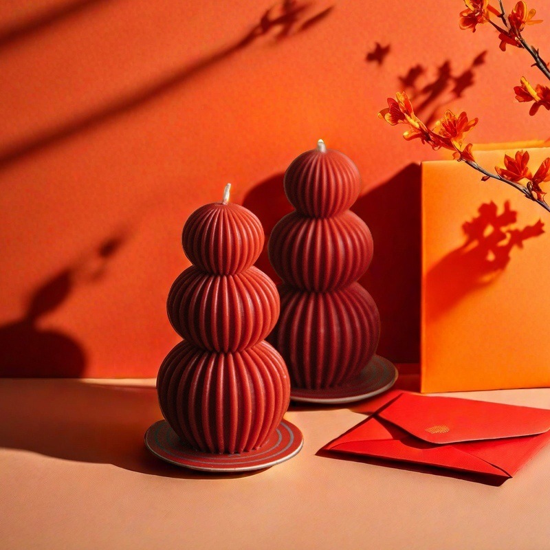 Simple superposición redonda regalo de Año Nuevo calabaza de azúcar y calabaza sopa