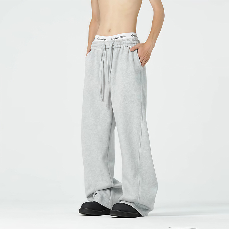 Grey American Style Banana Sweat Pants Men's Spring and Autumn Casual Straight Dummy Wide Leg Pants Lazy Style Sports Pants