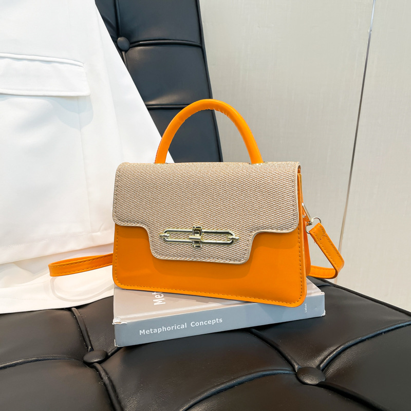 Moda cerradura hebilla contraste color costura tendencia viajero 2025 primavera pequeño bolso cuadrado personalidad femenina estilo ins bolso de mensajero retro