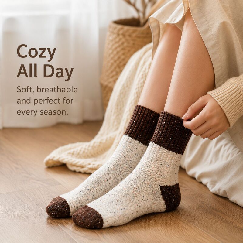 Amazon Cross-Border Wool Socks, Casual Women's Socks, Thickened Warm Export Socks, Wholesale Mid-Tube Export Women's Socks