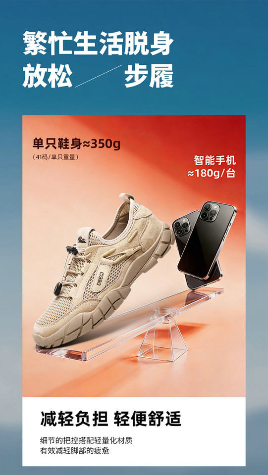 Giày leo núi nam cổ thấp cỡ lớn thoáng khí chống trượt đế bằng — G1290 màu cát, G1290 màu xám chi tiết 7