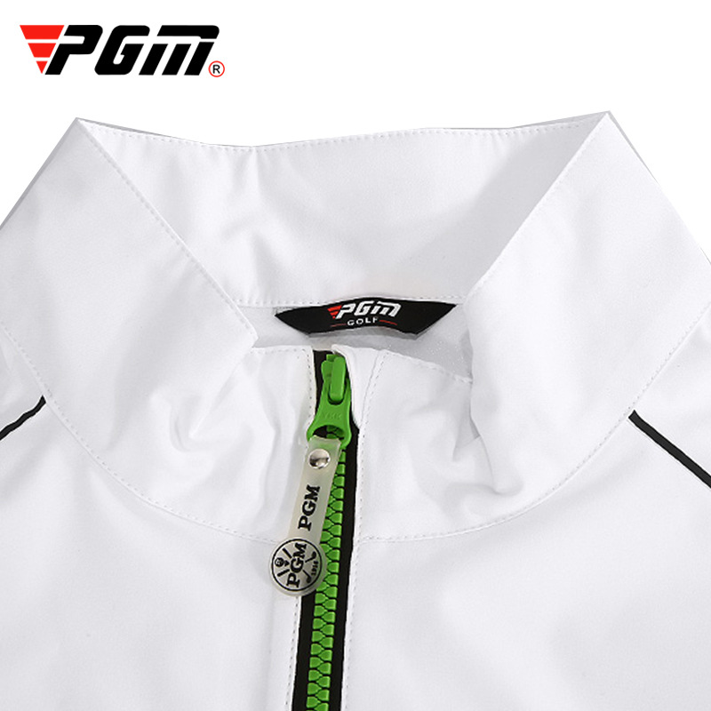 Áo khoác golf nam dài tay cổ đứng chống gió chống mưa — YF386 nam dài tay kéo khóa áo khoác màu trắng