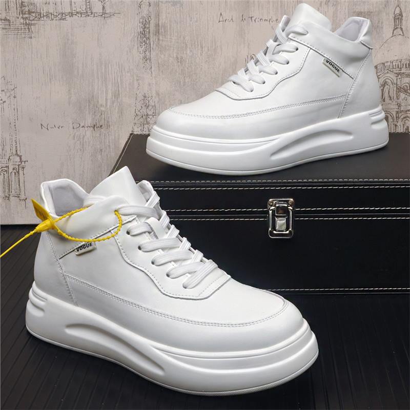 Spring and Autumn New Thick-soled White Shoes Men's Inner Soft-soled Fashionable Sneakers Casual All-match Simple High-top Shoes Men's Shoes