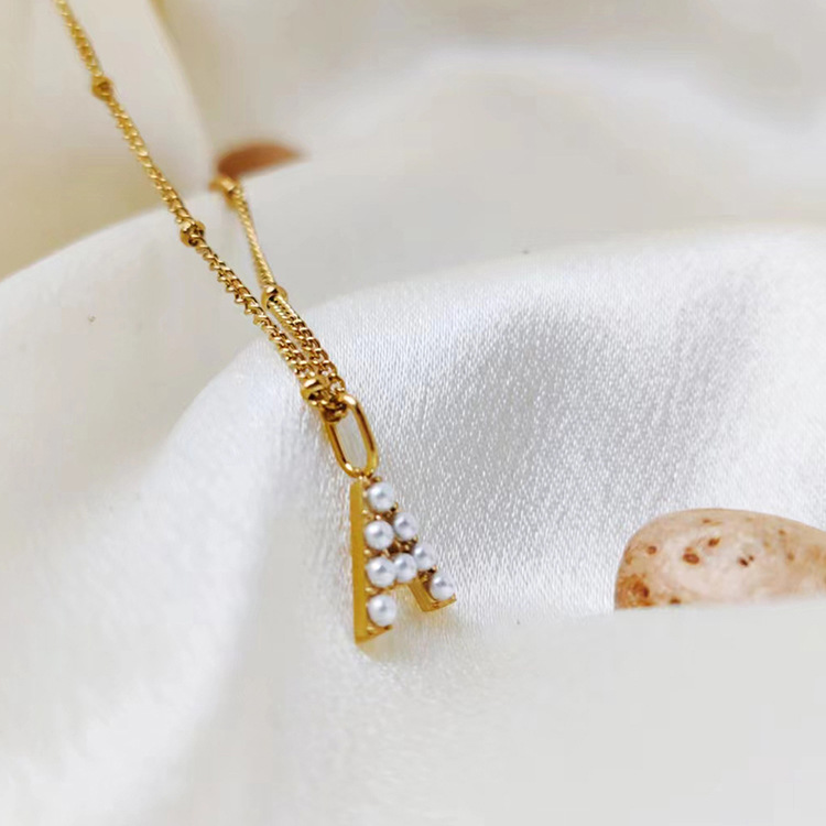 Pendant Necklace Classification 304 Stainless Steel Chain Material PVD Coated Real Gold Plated Letter Stainless Steel Vintage Style Waterproof Non Tarnish 304 Stainless Steel Pendant Necklace