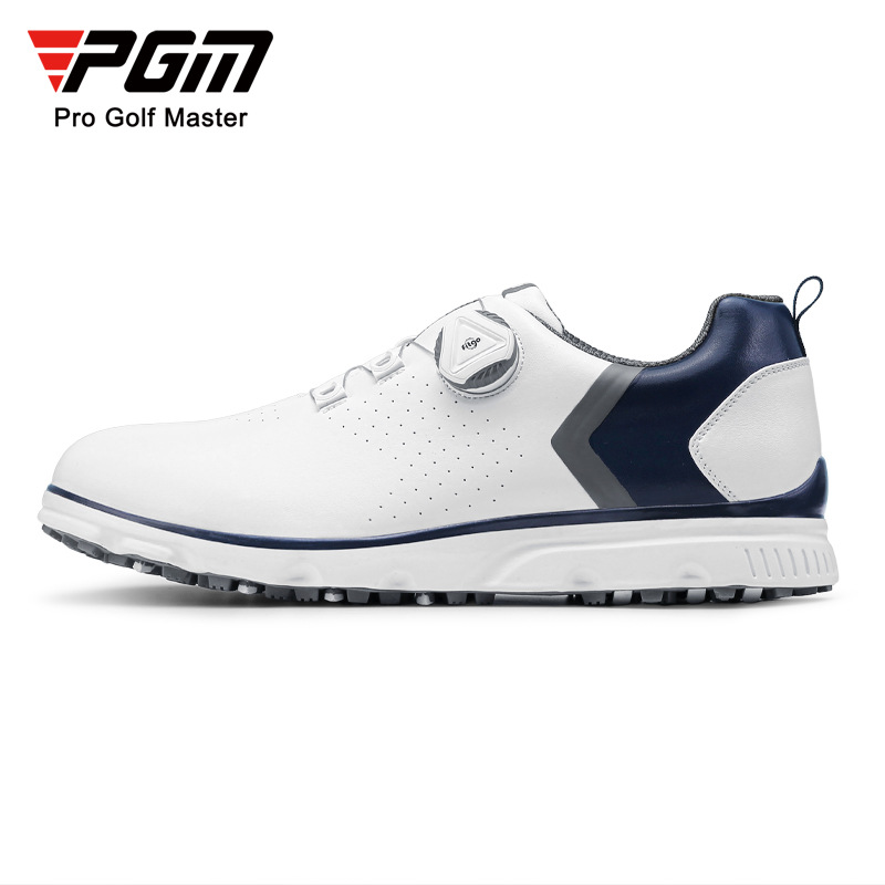 Giày golf PGM nam chống trượt, chống nước, đinh dẻo — XZ226-Trắng Xanh xám