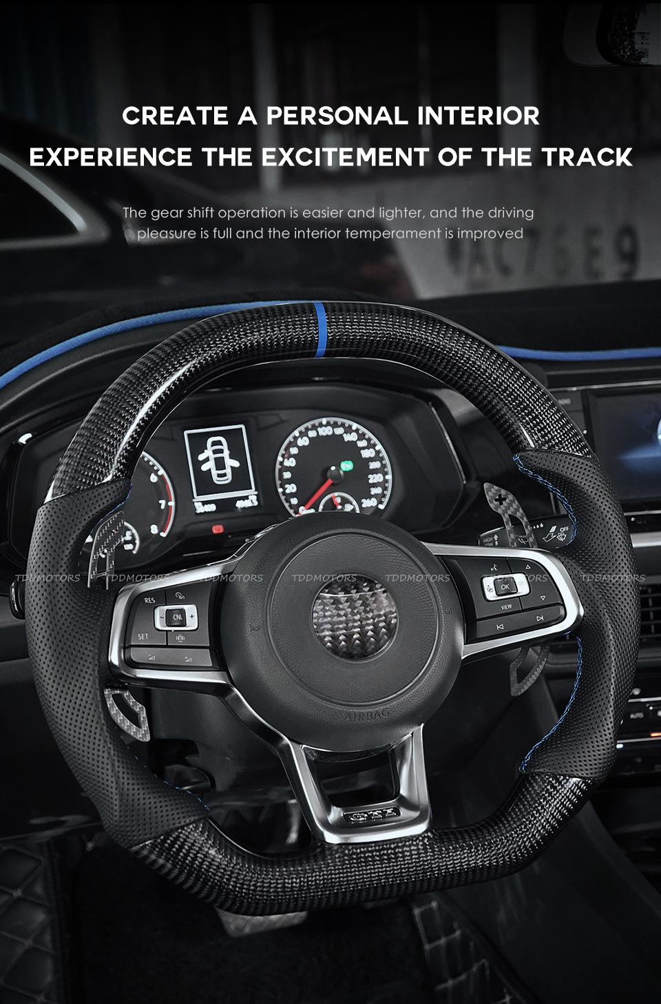 Glossy Carbon Fiber Magnetic Paddle Shifters for Volkswagen MK7 GTI