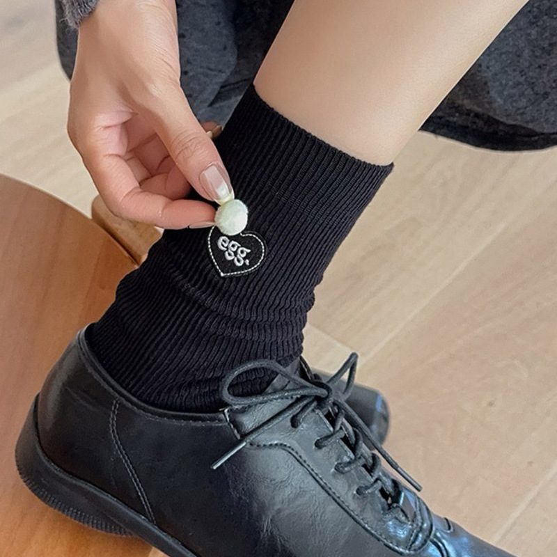 超好看的袜叽！韩国东大门刺绣字母爱心球球棉袜子女中筒百搭洋气|undefined
