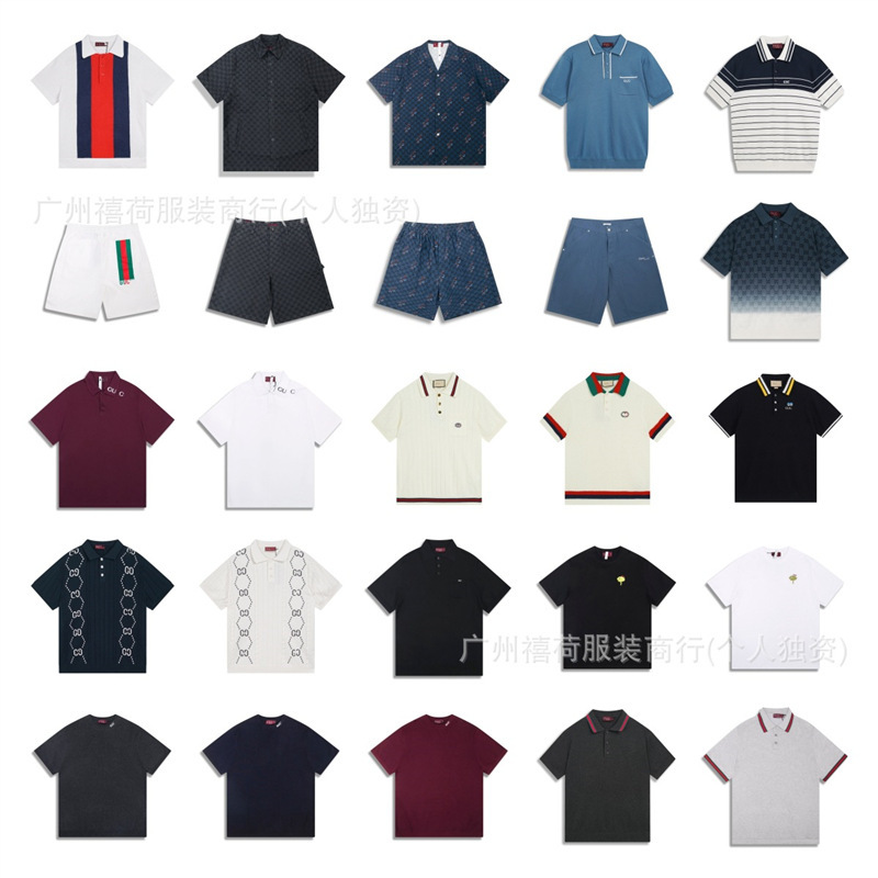 Cross-Border · Correct Version · High-Quality g Gujia T-Shirt New Trendy Brand Jacquard Cotton Knit Versatile Short Sleeve