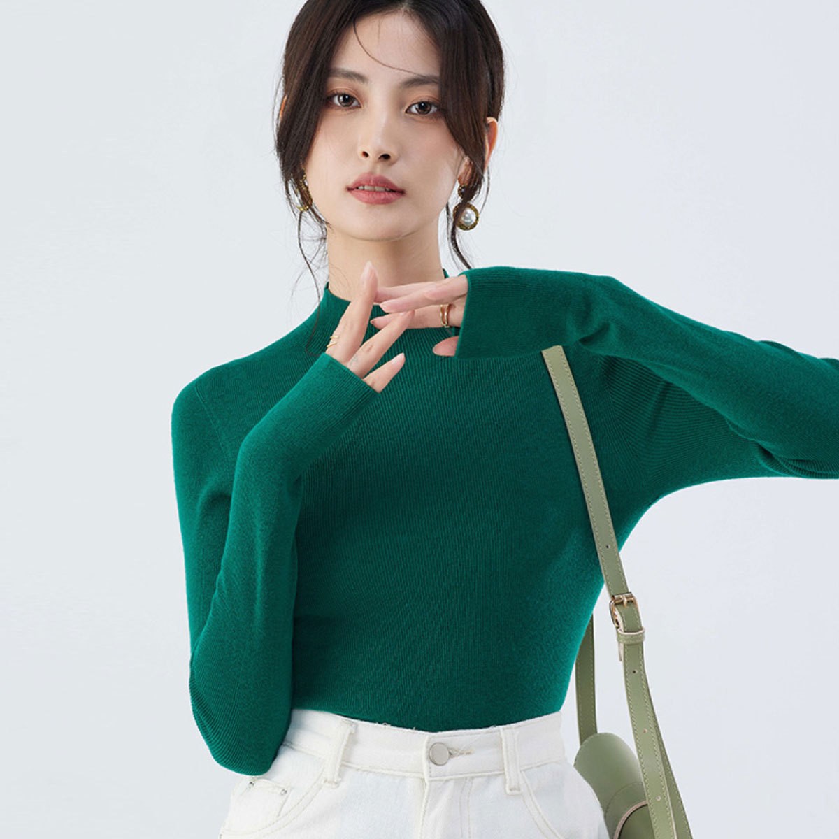 洗濯機で洗えるシームレス18針精編ニットベースレイヤー100%ピュアファインウールセーター女性用秋冬ハイネックセーター