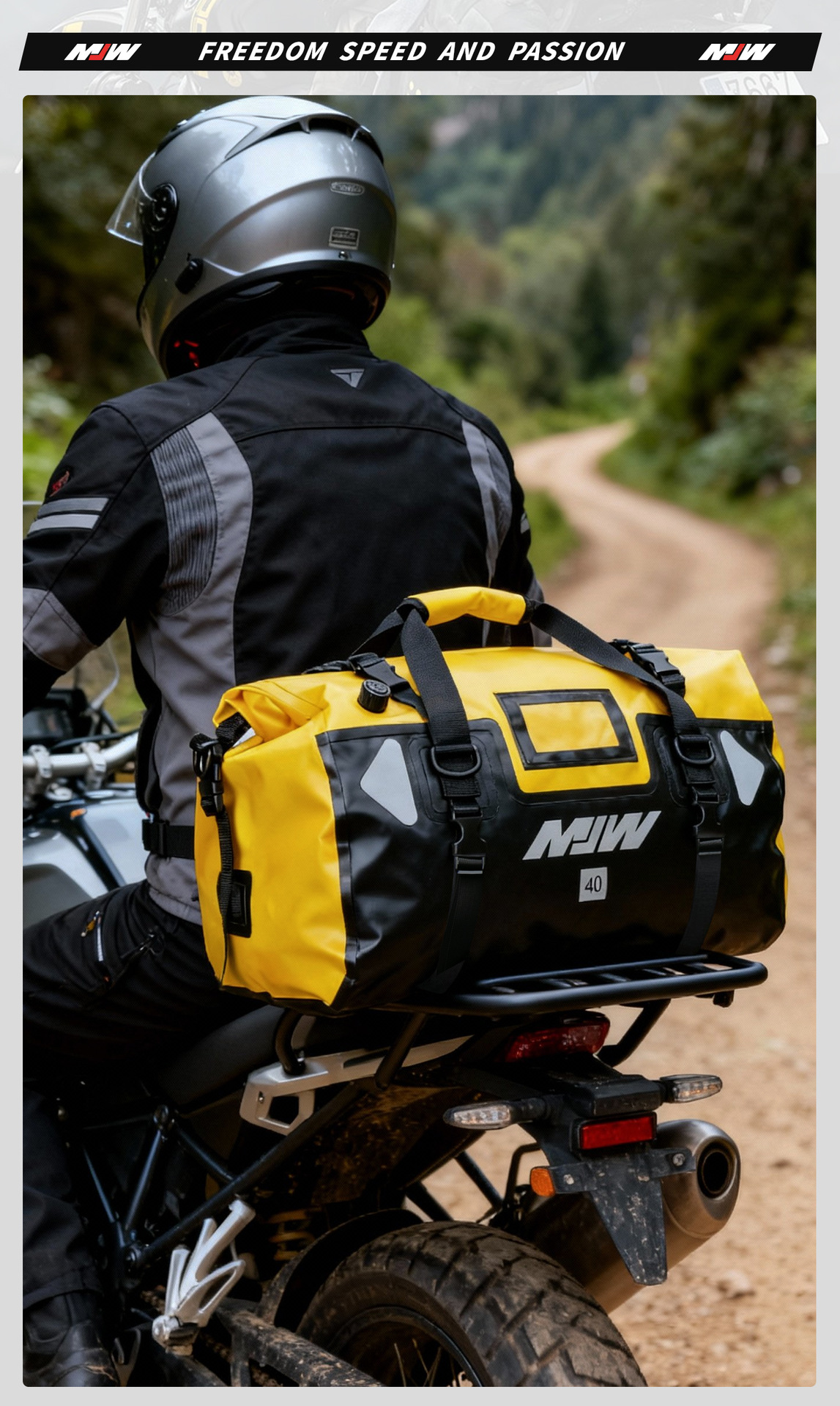 Mjw40Lpvc Motorcycle Waterproof Pannier Bag, Motorcycle Helmet Bag, Riding Luggage Bag, Long-Distance Motorcycle Travel Rear Seat Side Bag