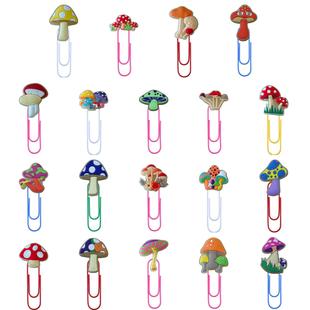 Paper clip new fluorescent mushroom trinket office stationery pvc bookmark paper clip color