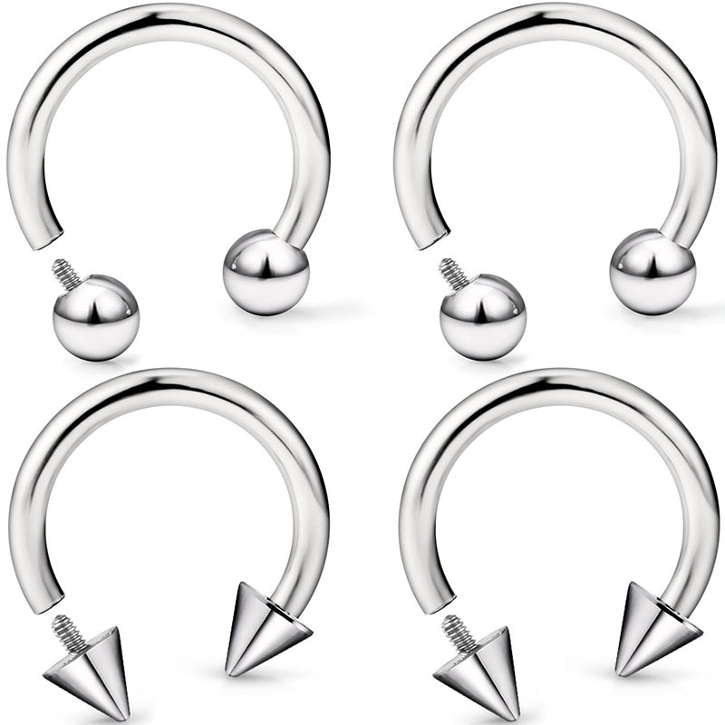 G23 Titanium Internal Thread Horseshoe Septum Ring 14G 14mm F136 Titanium Alloy C-Shaped Nose Ring detail image 11