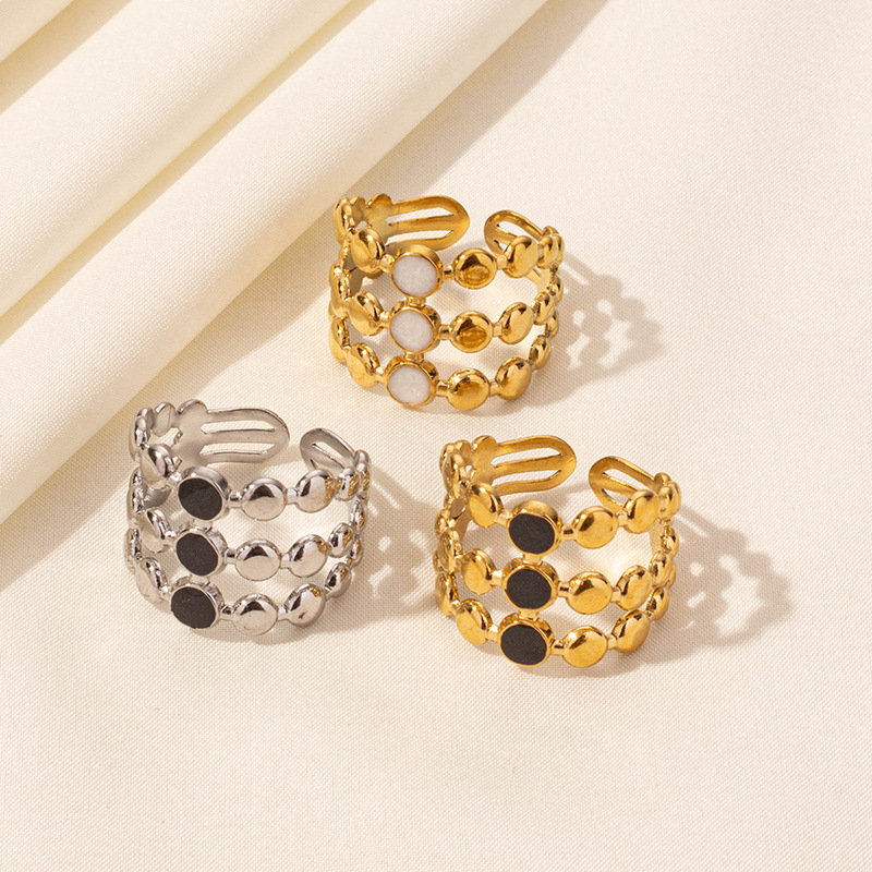 Ion Plating (IP) Gold Plating Process Ion Plating (IP) Real Gold Plated 18K Gold Geometric Round 304 Stainless Steel IG Style French Style Waterproof Non Tarnish Open Rings
