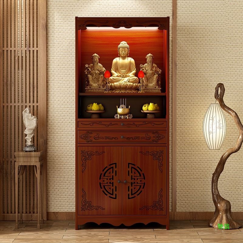 Chinese-Style Simple Offering Table Shrine Guanyin Bodhisattva Standing Cabinet God of Wealth Cabinet Altar Modern Household Incense Table