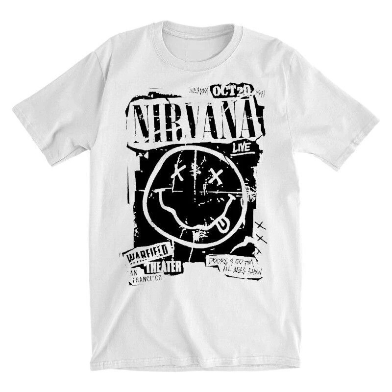 Rock Band Nirvana Printed Men's Pure Cotton Shirt Yk Hip-Hop Style Graphic T-Shirt Unisex O-Neck Rock Band Nirvana Printed Men's Pure Cotton Shirt Yk Hip-Hop Style Graphic T-Shirt Unisex O-Neck