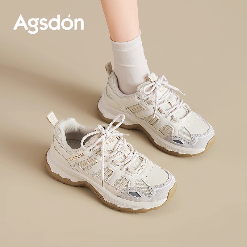 Augu Shi Deng zapatillas deportivas blancas para mujeres 2026 nueva primavera ligera y casuales de montaña zapatos de suela gruesa