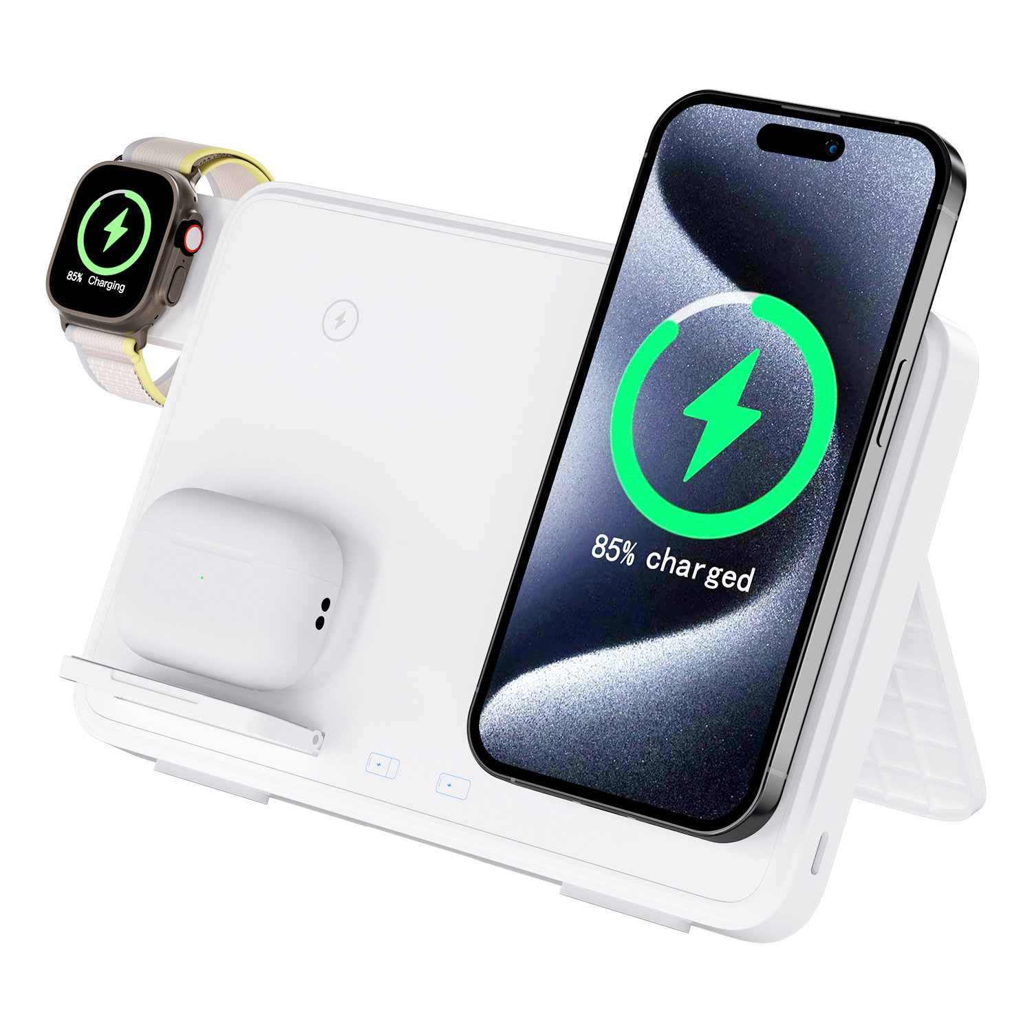 KC New 3 in 1 Wireless Charger for Apple iWatch Airpods Samsung Wireless Charger 15W