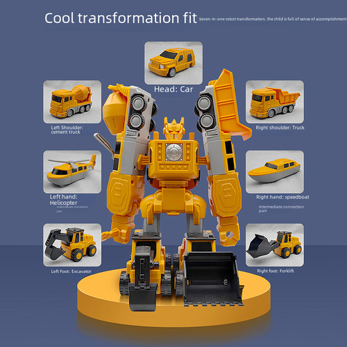 Children's Transforming Building Blocks Transformer Robot Inertia Engineering Car Magnetic Assembly Versatile Car Model Educational Toy