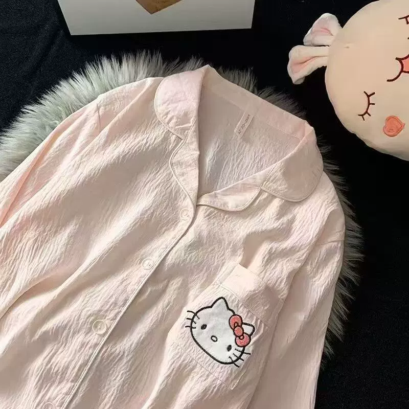 Пижамный комплект Hello Kitty — летняя детская одежда, короткий рукав с шортами или длинный рукав с брюками, размеры M–2XL