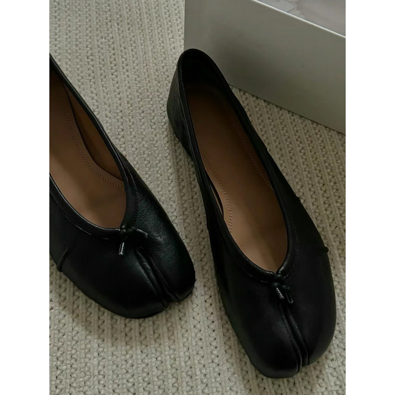 Sheepskin Version~Genuine Leather Retro Niche Flat Shallow Ballet Shoes for Women, Split-Toe Shoes, Pig's Hoof/Mare's Hoof Mary Jane Shoes