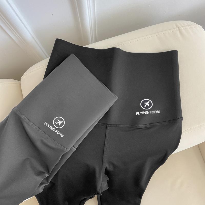 Factory Direct Sale High-Waisted Tummy Control Sharkskin Pants for Women, Thin High-Elasticity Cropped Leggings, Barbie Yoga Pants for Spring and Autumn