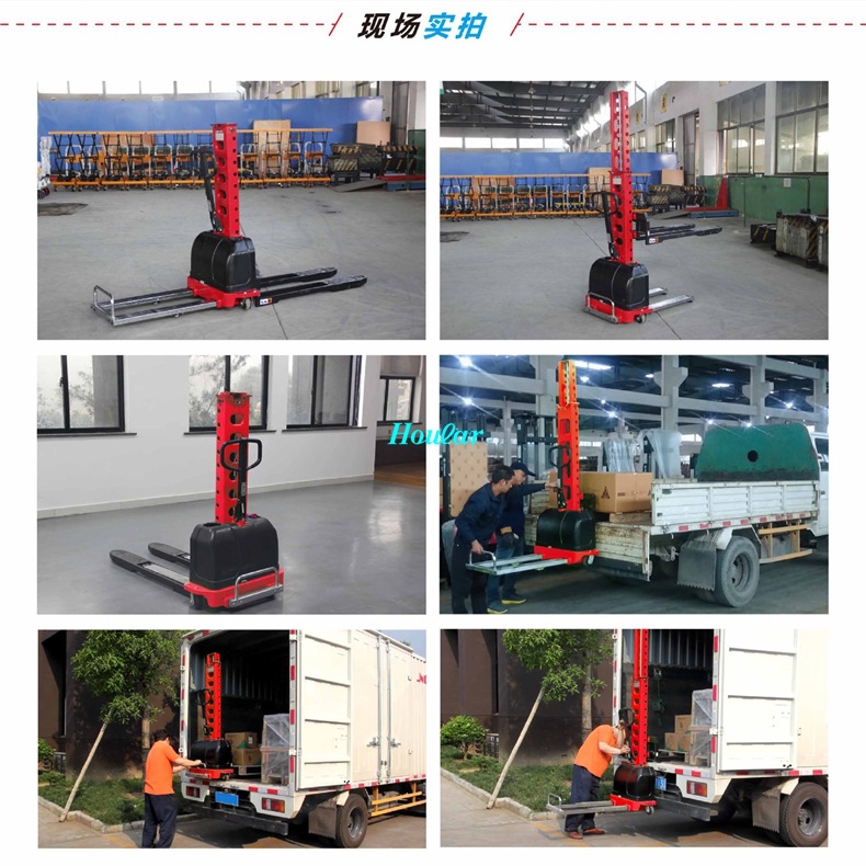 Carretilla elevadora semieléctrica autopropulsada portátil para carga y descarga logística