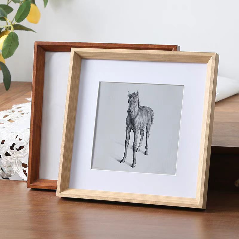 Solid Wood Simple Log Square Frame Mounted Calligraphy and Painting Chinese Painting Sketch Calligraphy Frame Wall Hanging Photo Frame 38cm