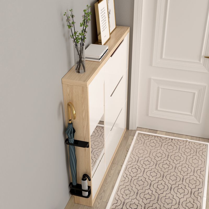 Ultra-Thin Shoe Cabinet 17cm Flip Cabinet Accessible Luxury Foyer Flip Door with Stool Shoe Cabinet Scandinavian Simple Thin Narrow Shoe Cabinet
