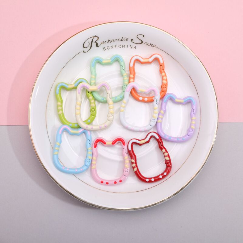 Macaron Color Cat Buckle Color Alloy Spring Buckle Hanging Buckle Handmade DIY Clothing Accessories Accessories Beaded Hanging