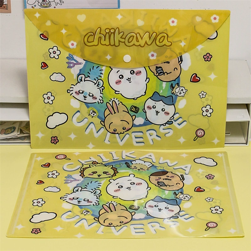 Карман для файлов формата A4 Color Chiikawa Jiyi, сумка для классификации, учебник, спецодежда, бумага для тестов, хранение, застёжка, папка складывающаяся