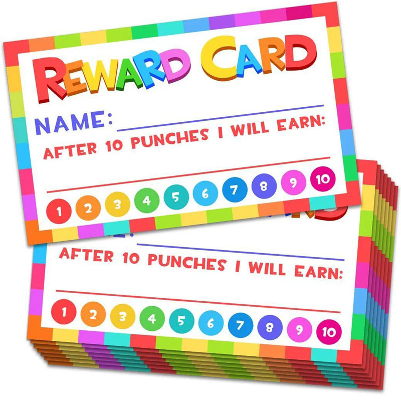彩虹色儿童玩具奖励卡PUNCH CARD穿孔卡片