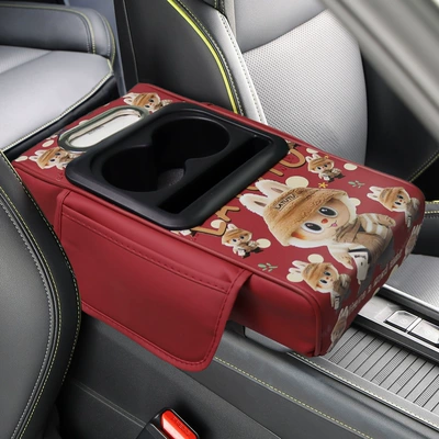 Tissue Box Central Armrest Support – Armrest box pad - burgundy-cartoon-a
