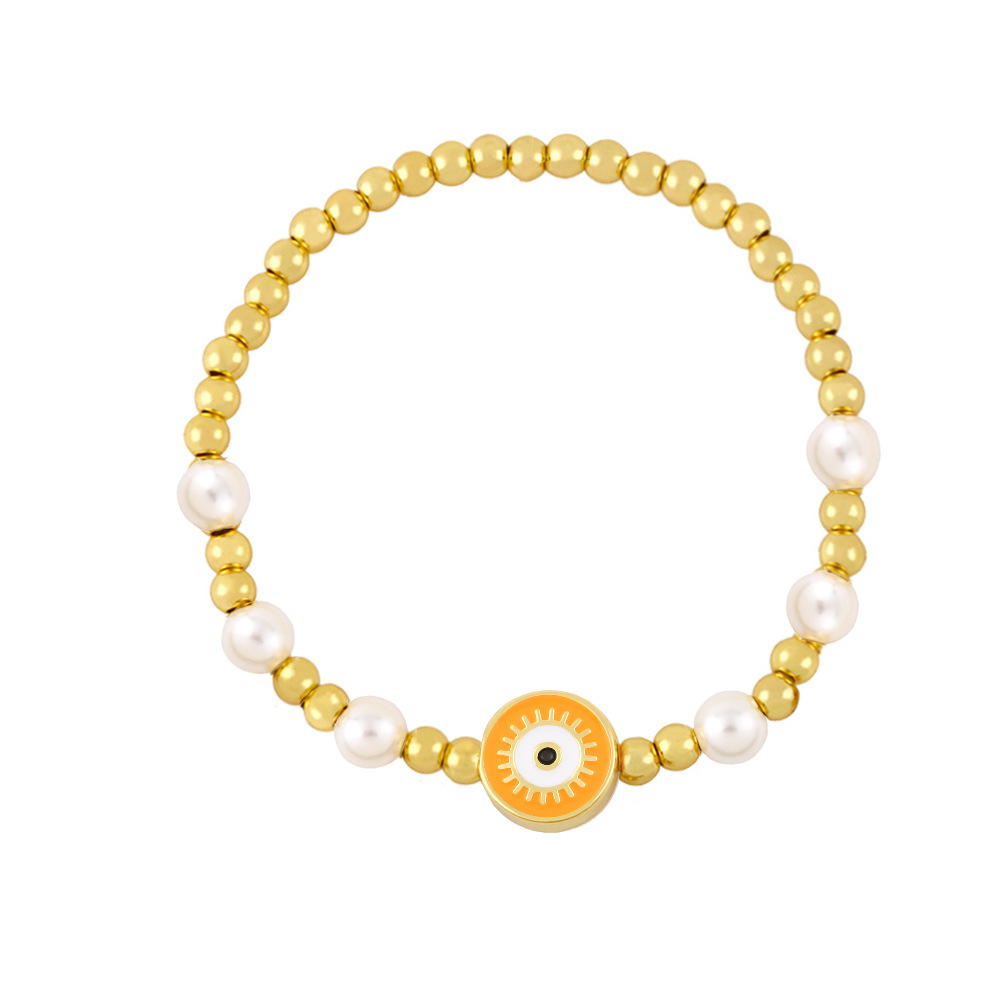 European and American bracelet female evil eyes beaded pearl copper bracelet wholesale
