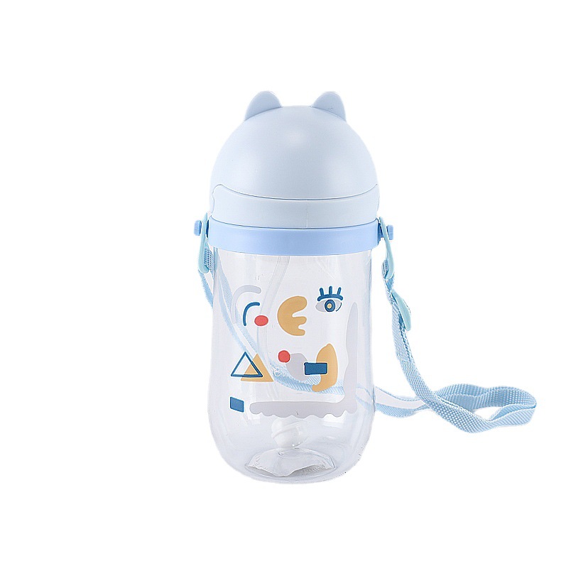 Tongqu gato 350ML paja de los niños taza de plástico taza de beber del bebé estudiante Flip taza de agua taza de beber de aprendizaje
