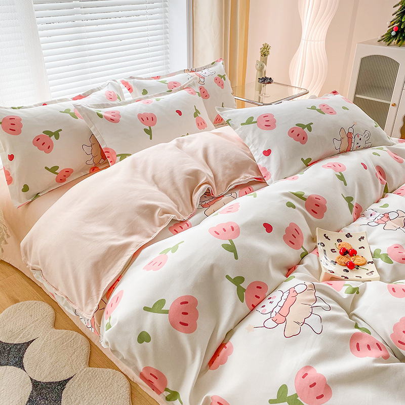 1.8m Bedding Set with Plant-Based Cashmere, Reactive Dyeing, Fresh Style, Twill Brushed Fabric, Four-Piece Set 1.8m Bedding Set with Plant-Based Cashmere, Reactive Dyeing, Fresh Style, Twill Brushed Fabric, Four-Piece Set