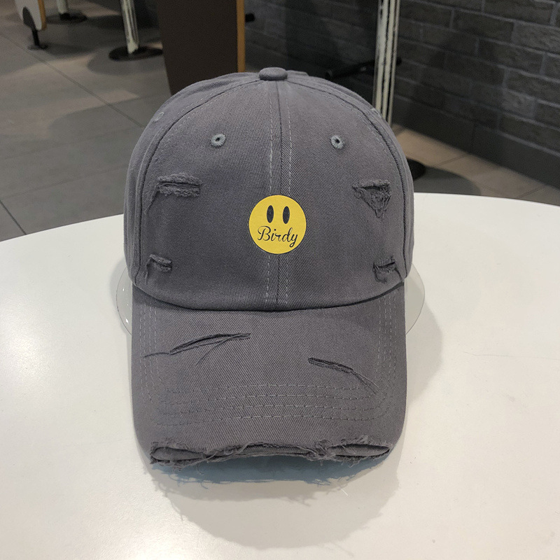 Sombreros de moda sonriente sombrero de béisbol letras estampadas en caliente agujeros primavera y verano sombrero de béisbol callejera de moda con sombrero de sombra